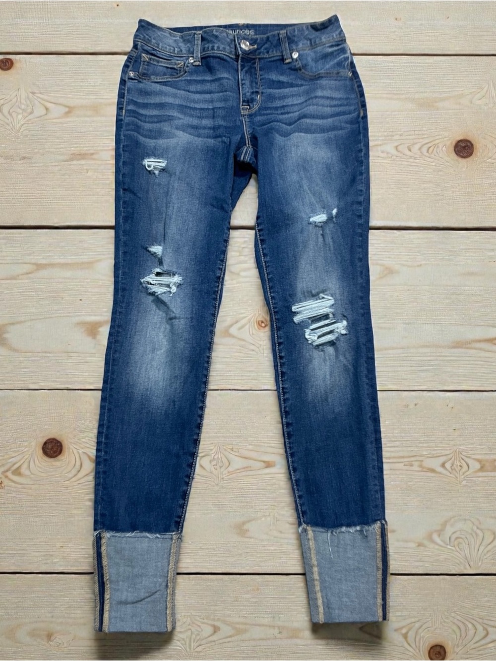 Maurices Dark Blue Distressed Skinny Jeggings Jeans Size S Regular